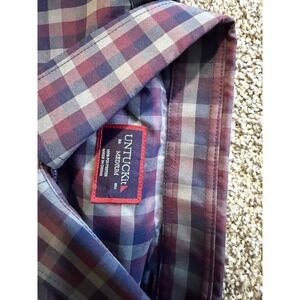 UNTUCKit Shirt Mens Medium gray blue burg Wrinkle Free Button Front polyester